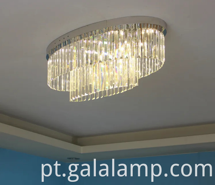 Lâmpada de cristal de teto oval, lâmpada lamprectangular da sala de estar